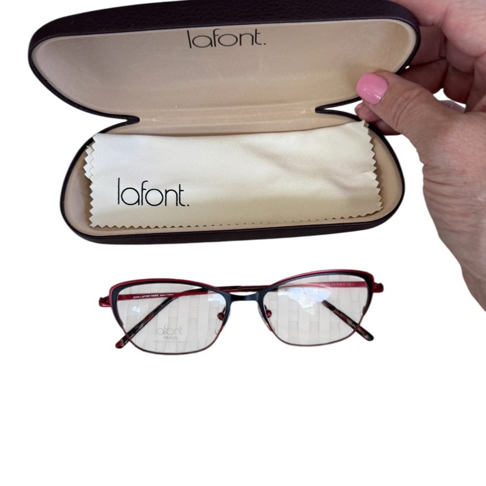 Jean Lafont Eyeglasses Edwige 672 Matte Black/Red Metal Frame France 51 16 135